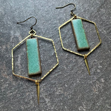Load image into Gallery viewer, Charmed Hexagonal Hoops ~ Green