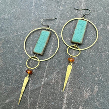 Load image into Gallery viewer, Equinox Earrings ~ Green and Amber