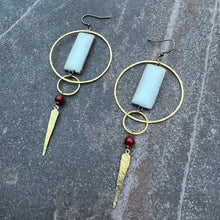 Load image into Gallery viewer, Equinox Earrings ~ Oat and Scarlet Jade