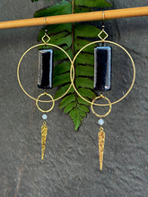 Load image into Gallery viewer, Equinox Earrings ~ Noir and Moonstone