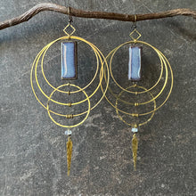 Load image into Gallery viewer, Elevation Statement Earrings ~ Periwinle and Moonstone