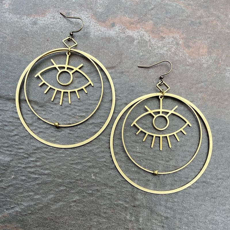 Brass & Quartz Eye hotsell Hoops