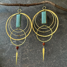 Load image into Gallery viewer, Elevation Statement Earrings ~ Moss and Prayer Bead
