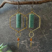 Load image into Gallery viewer, Charmed Earrings ~ Moss and Amber
