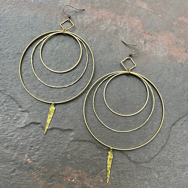 Brass hammered hoop earring - Brass Earrings, Earrings, New Arrivals -  Baizaar Jewelry