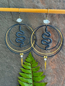 Year of the Snake Earrings ~ Herkimer Diamond and Moonstone