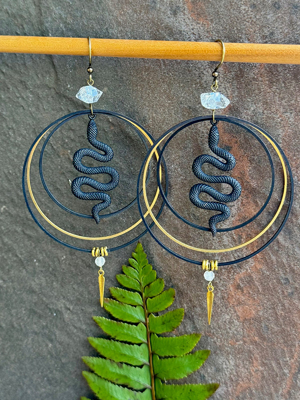Year of the Snake Earrings ~ Herkimer Diamond and Moonstone