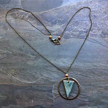 Load image into Gallery viewer, Ceramic, Brass and Wood Necklace
